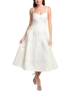 Adrianna Papell Jacquard Midi Dress - White