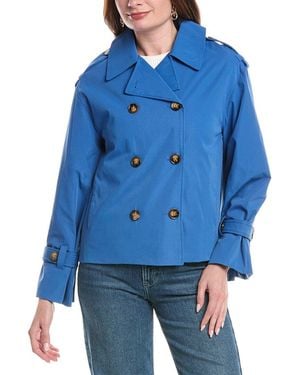 NVLT Cropped Double-Breasted Coat - Blue