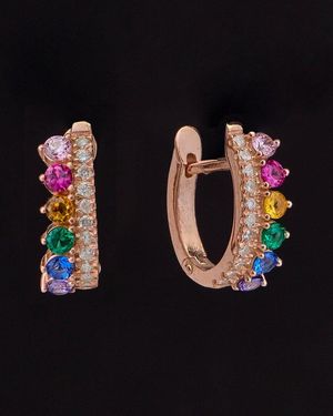 Italian Gold Over Silver 18K 1.12 Ct. Tw. Diamond Huggie Earrings - Black
