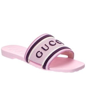 Gucci Logo Canvas Sandal - Pink