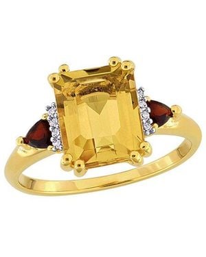 Rina Limor 3.44 Ct. Tw. Diamond & Citrine, Garnet Halo Ring - Metallic