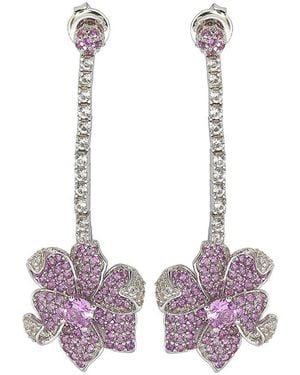 Suzy Levian Silver 0.02 Ct. Tw. Diamond & Sapphire Earrings - Purple