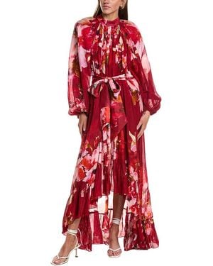 Hemant & Nandita High-Low Long Dress - Red