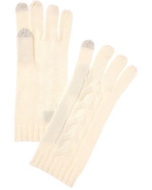 Bruno Magli Centre Cable Cashmere Gloves - White