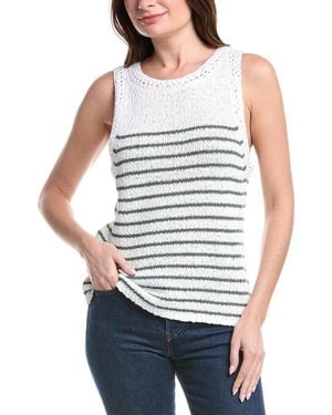 Tommy Bahama Crochet Edge Stripe Linen-Blend Tank - Gray