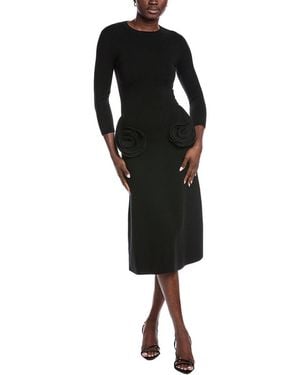 Teri Jon Knitted Wool-Blend Dress - Black