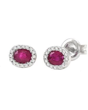 Gemstones 0.50 Ct. Tw. Diamond & Ruby 14K Earrings - Pink