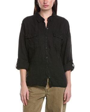 XCVI Whitson Button-Up Linen Shirt - Black