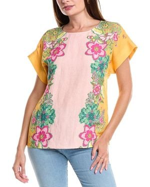 Tahari Linen-Blend Blouse - Red