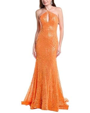 Jovani Halter Neck Embellished Dress - Orange
