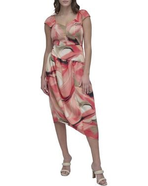 DKNY Printed Asymmetrical Dress - Red