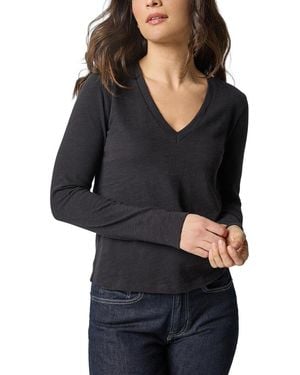 Lilla P Self Trim V-Neck Top - Black