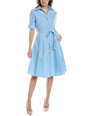 Sharagano Tie Waist Shirtdress - Blue