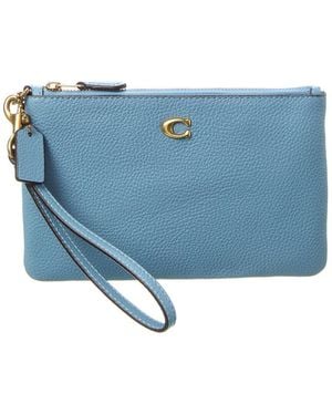 COACH Small Leather Wristlet - Blue
