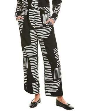 Gracia Mismatch Line Pattern Pajama Pant - Black