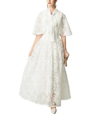 BURRYCO Short Sleeve Embellished Maxi Dress - White