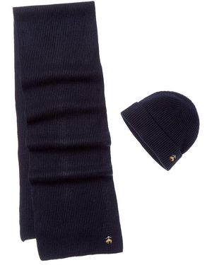 Brooks Brothers 2Pc Wool & Cashmere-Blend Hat & Scarf Set - Blue