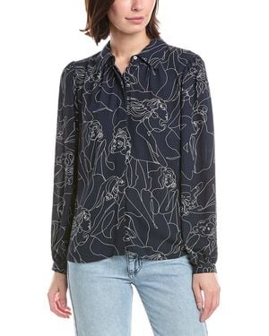 Tahari Button Down Blouse - Blue