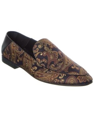 Saint Laurent Alain Canvas & Leather Flat - Brown