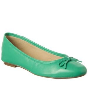 French Sole Emerald Leather Flat - Green