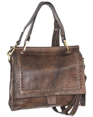 Nino Bossi Cleopatra Aviator Leather Satchel - Brown