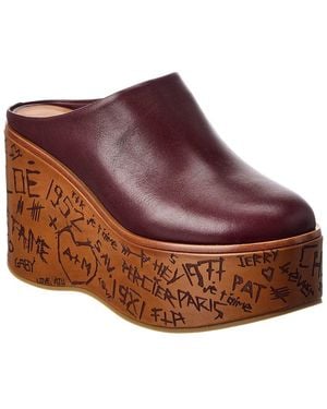 Chloé Maxime Leather Wedge Mule - Red