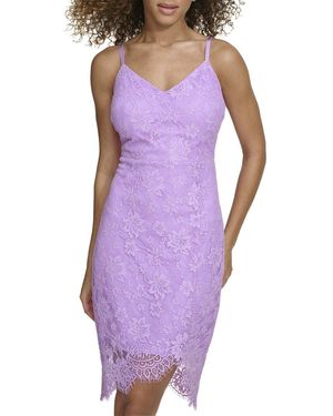 Siena Jewelry Corded Lace Mini Dress - Purple