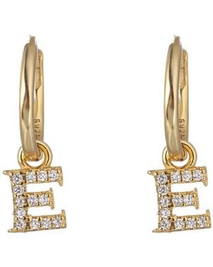 Eye Candy LA Luxe Collection Silver Cz Initial Huggie Earrings (a-z) - Metallic