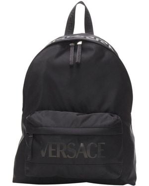 Versace Nylon La Greca Logo Backpack, Never Carried (Authentic Pre- Loved) - Black