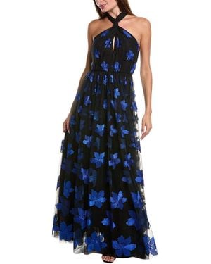 ML Monique Lhuillier Claudette Tulle Gown - Blue