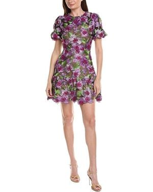 MILLY Yasmin 3D Embroidered Mini Dress