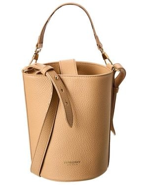 Burberry Logo Leather Bucket Bag - Natural