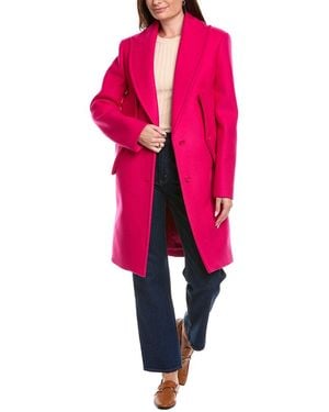 Michael Kors Reefer Slit Sleeve Wool Coat - Pink