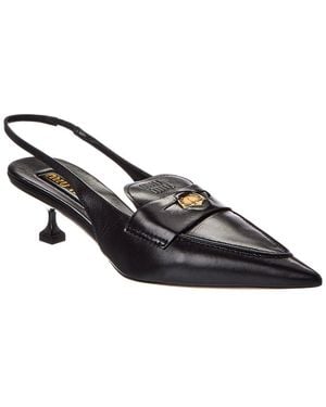 Miu Miu Leather Slingback Pump - Black