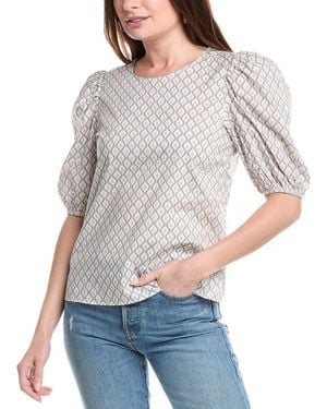 English Factory Floral Print Top - Grey