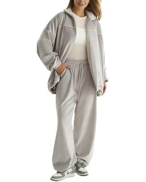 Emma way 2Pc Jacket & Pant Set - Gray