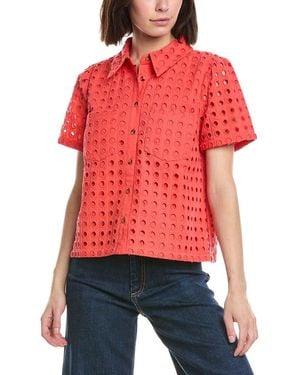 Cece Collared Button Down Swing Top