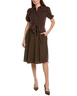 Sharagano Short Sleeve Shirtdress - Brown