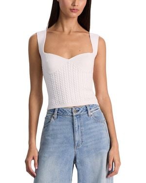 Alice + Olivia Adrianna Knit Textured Wool-Blend Corset - Blue