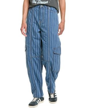Ganni Light Stripe Denim Cargo Pant - Blue