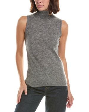 Forte Basic Sleeveless Turtleneck 100% Cashmere Jumper - Grey