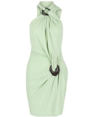 Ferragamo Asymmetrical Gathered Dress - Green