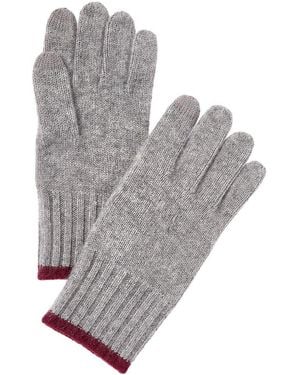 Phenix Tipped Rib Cuff Cashmere Gloves - Gray