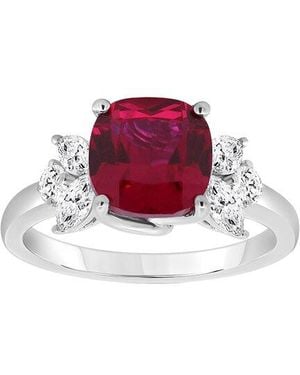 Brilliant Bloom 14K 1.05 Ct. Tw. Lab-Grown Diamond & Ruby Ring - Red