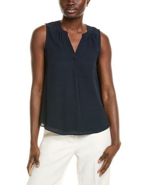 Tahari Split Neck Blouse - Blue