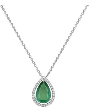 Forever Creations USA Inc. Forever Creations 14K 1.15 Ct. Tw. Diamond & Emerald Pendant Necklace - Metallic