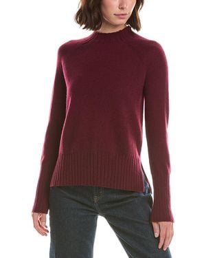 Forte Basic Trim Low Funnel 100% Cashmere Pullover - Purple