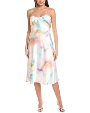 ML Monique Lhuillier Annika Satin Midi Dress - White