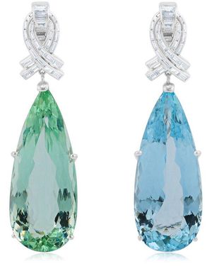 Diana M. Jewels Fine Jewellery 18K 123.22 Ct. Tw. Diamond & Aquamarine Drop Earrings - Blue