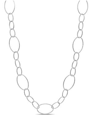 Italian Silver Fancy Oval Link Chain Necklace - Multicolour